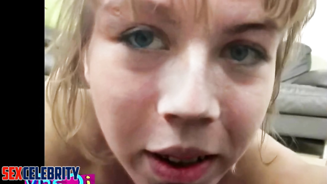 Fake Jennette McCurdy jerking off dick got a lot of cum on her face