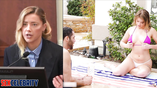 Dissolute blonde Amber Heard fucked by sexy guy near pool (fakeapp)