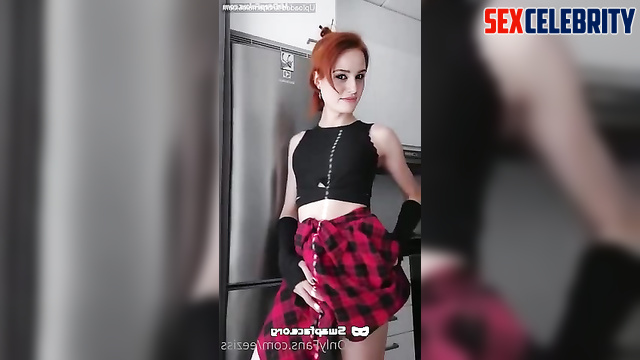 Fake Madelaine Petsch - redhead trans jerking off to himself