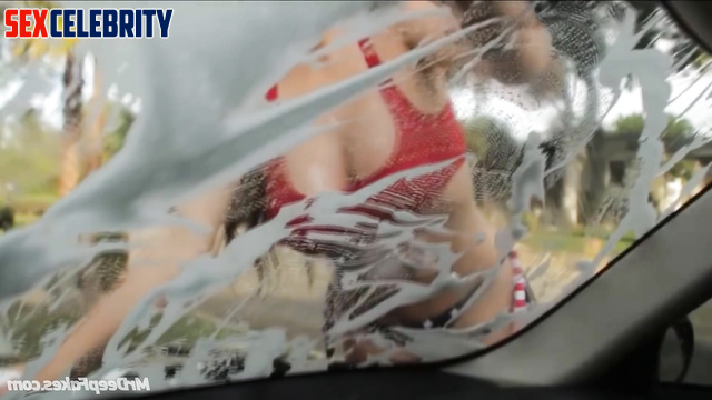 Car washing hottie Nina Dobrev gets wild outdoors // face swap