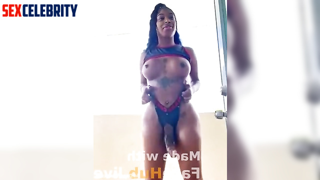 AI // Busty tranny Bianca Belair shows her huge dick on cam