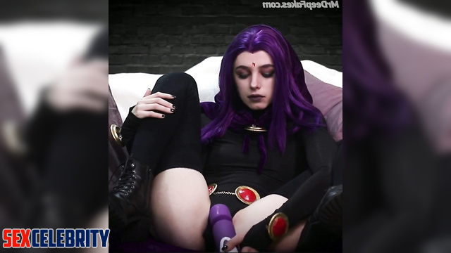 Cosplay girl quality time with sex toys - fake Teagan Croft