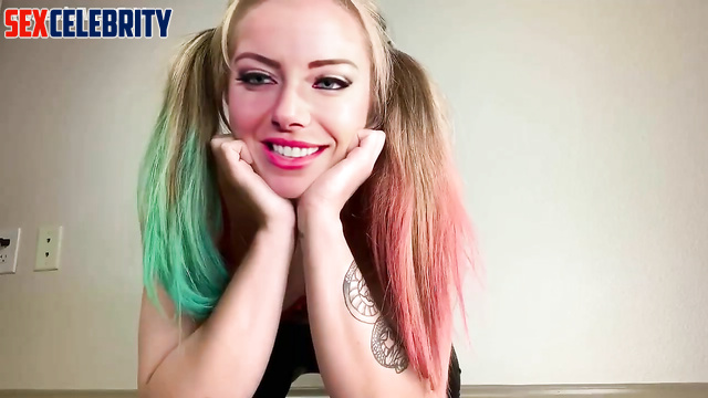 WWE star Alexa Bliss face swap scene [Harley Quinn erotic talk show]