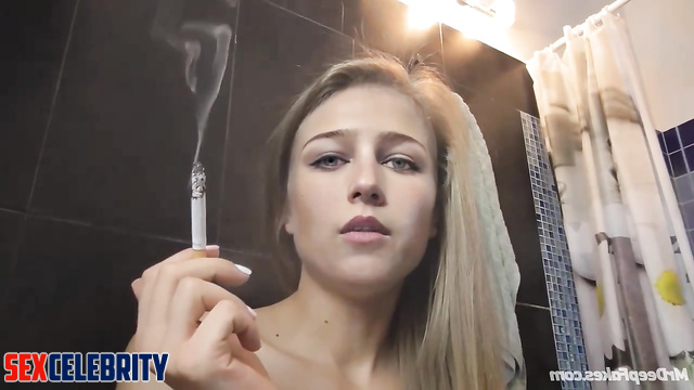 In the shower deepfake Leelee Sobieski smokes and shows her boobs