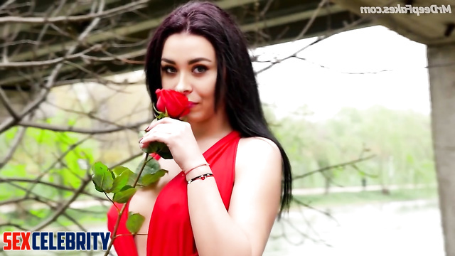 Adult Pamela Valdez in a gorgeous, charming red dress