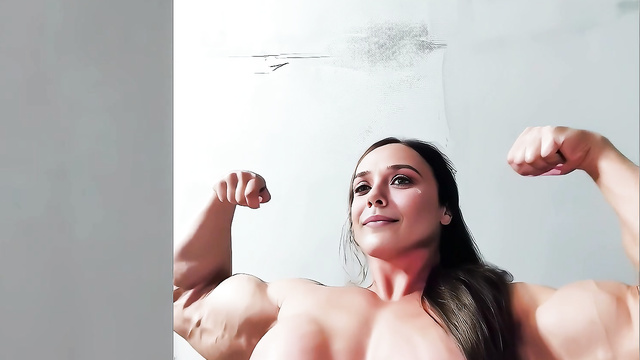 Pumped up bitch Elizabeth Olsen demonstrates naked on camera face swap