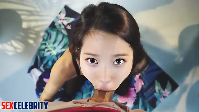 Lustful Korean IU (이지은 딥페이크) demonstrates what her throat is capable of