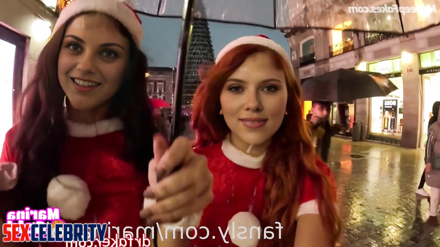 New year, Scarlett Johansson & Mila Kunis with cum on their ai faces