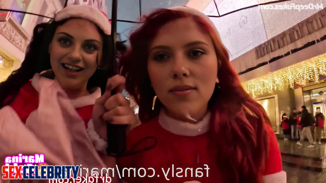 New year, Scarlett Johansson & Mila Kunis with cum on their ai faces