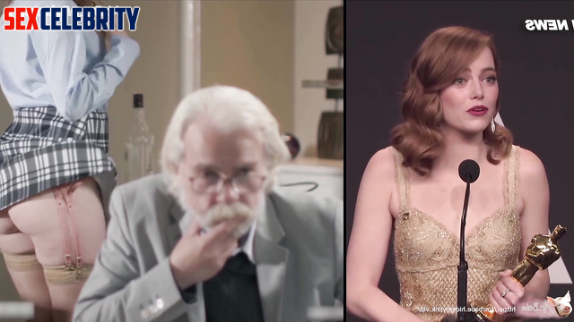 Adult Emma Stone seduces a guy with her delicious ass