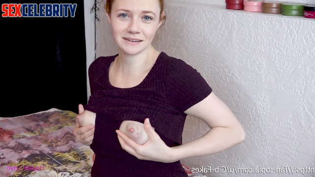 Shy redhead Bonnie Wright trains on dildo before practicing on cock AI