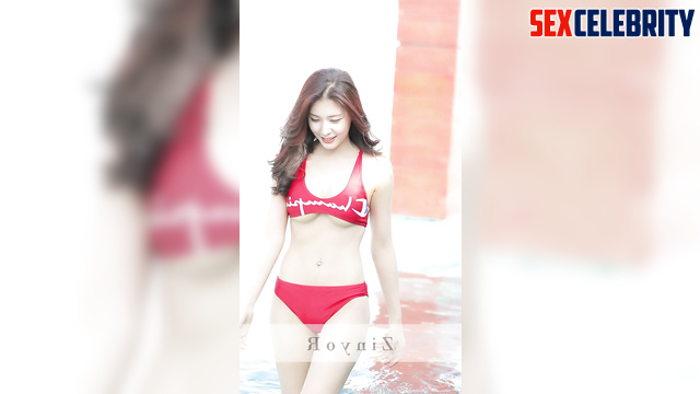 Babe in red bikini wants to swim with you 정수정 인터넷 연예인 fake Krystal Jung