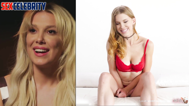 Fake Millie Bobby Brown is going to cum from his cock