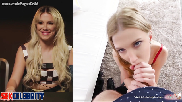 Fake Millie Bobby Brown is going to cum from his cock