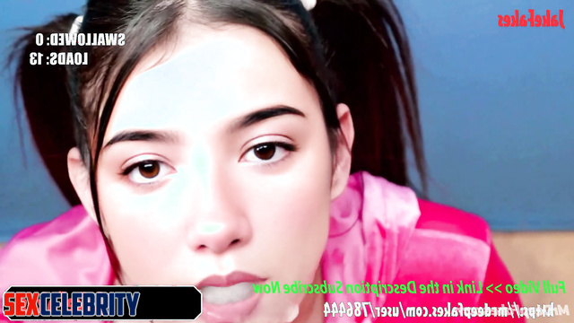 Charli D'Amelio sucks cocks and swallows cum of chubby men, real fake