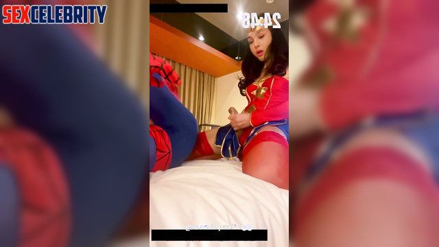 Gal Gadot as Wonder Woman fucks Spider-Man's ass hard and cums too fast