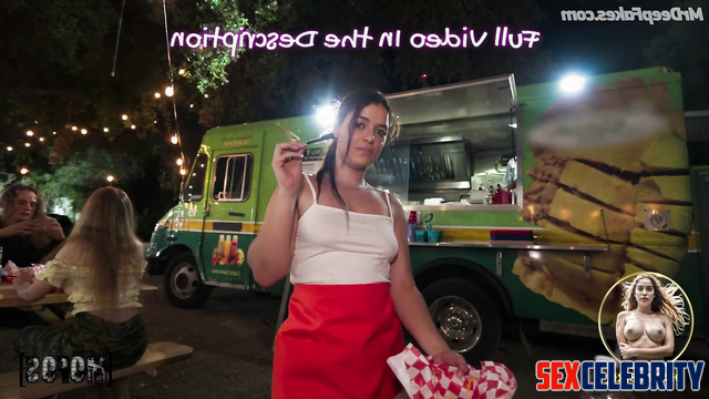 Dirty bitch Michelle Rodriguez showed boobs near the food truck, fakeapp