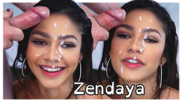 Fake Zendaya Sloppy Face Fuck and double facial