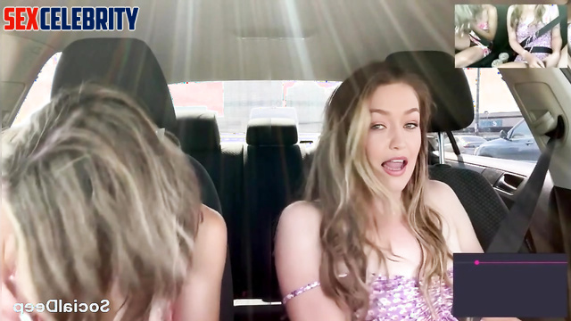 Using remote vibrator while driving - fake Kendall Jenner & Gigi Hadid