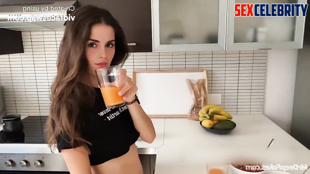 Boy fucked her at kitchen after cunni on the tabletop, Emma Watson A.I.