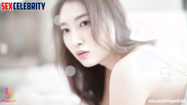 Chinese babe showed you her shaved & yummy pussy, Jiang Shuying 江疏影 换脸