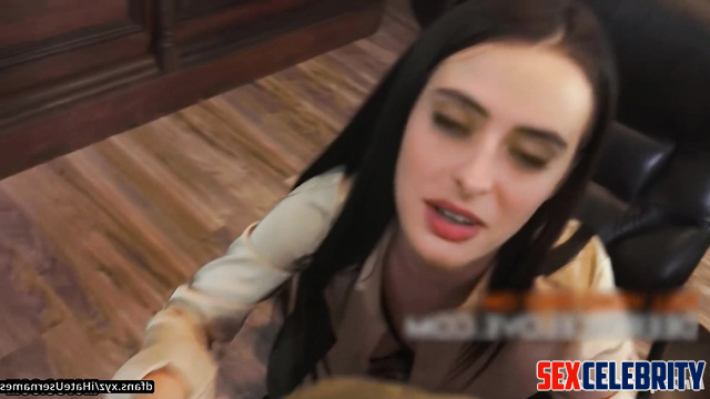 Hot oral sex in doggystyle position with horny Krysten Ritter, face swap
