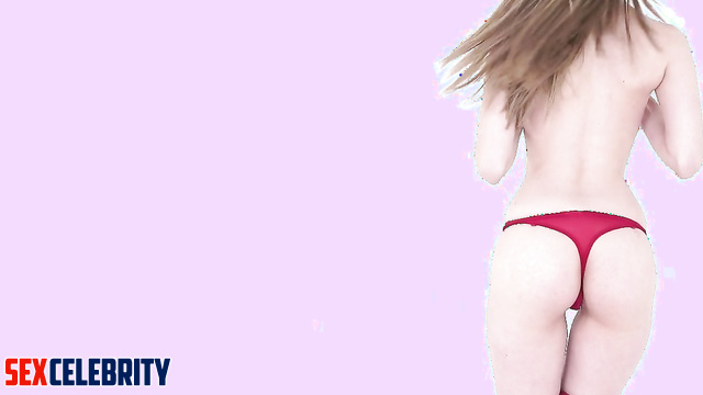 Fake Alexandra Daddario stroking herself so sexy in leather boots