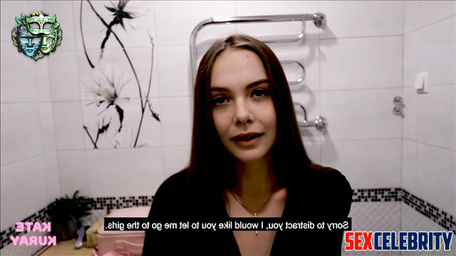 Sexy lady trying to make you divine pleasure in toilet, Elle Fanning A.I.