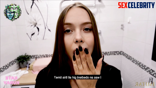 Sexy lady trying to make you divine pleasure in toilet, Elle Fanning A.I.