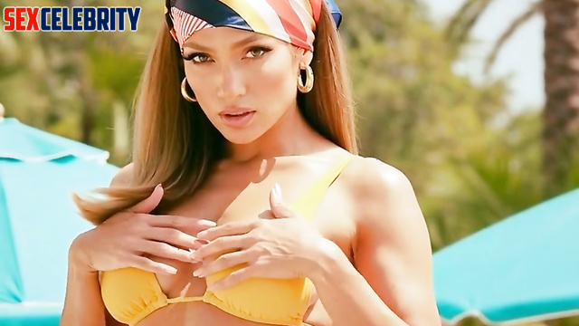 Deepfake Jennifer Lopez sexy in a yellow bikini