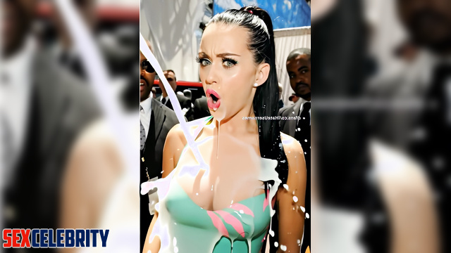 Blacks watching as she is doused with milk, Katy Perry real fake