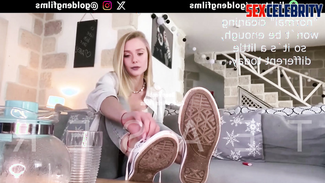 Fake Elizabeth Olsen - Forced to Drink Sweaty Sock Tea After Foot Worship